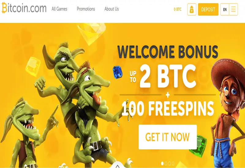 Bitcoin.com Casino Home Page