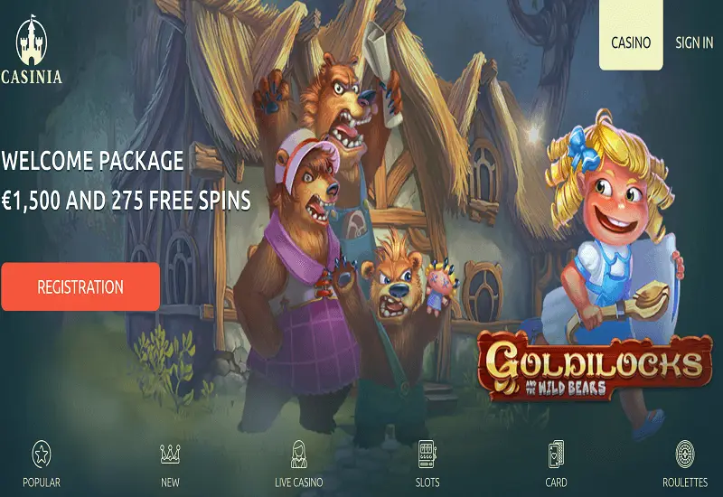 Casinia Casino Home Page