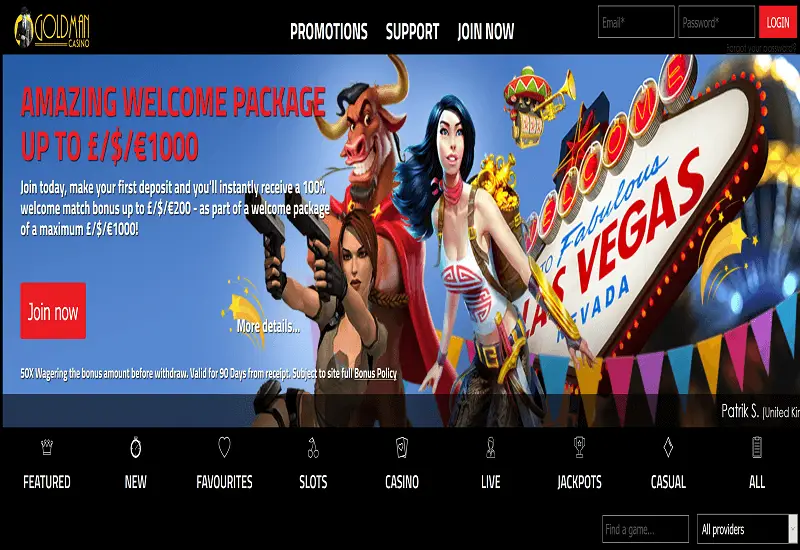 Goldman Casino Home Page
