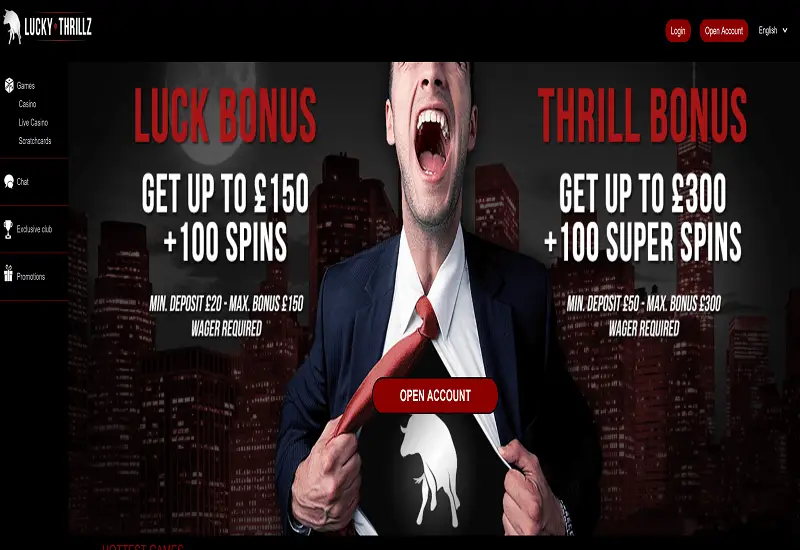 Lucky Thrillz Casino Home Page