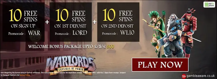 Conquer Casino free spins
